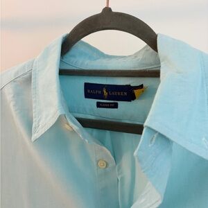 RALPH LAUREN Men's Sky Blue Button Down Shirt Size L